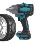 Heavy Duty 1000Nm Electric Brushless Shock Torque Wrench For Cars next to a car tire, designed for rusted bolts and nuts.