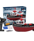 Gnarly Fast RC Boat Tugboat 2.4Ghz Remote 1/72 Scale Simulation Racing Model Unassembled DIY Kit RTR Version Black Finish Includes 2 Batteries