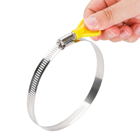 Stainless steel hose clamp with yellow handle for Clear 4 Inch PVC Dust Collection Hose 10 Feet Vacuum Hose For Woodworking