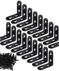 Black Stainless Steel L Brackets Set of 18 With 72 Screws Storage Tin Right Angle Corner Braces for Shelves Furniture