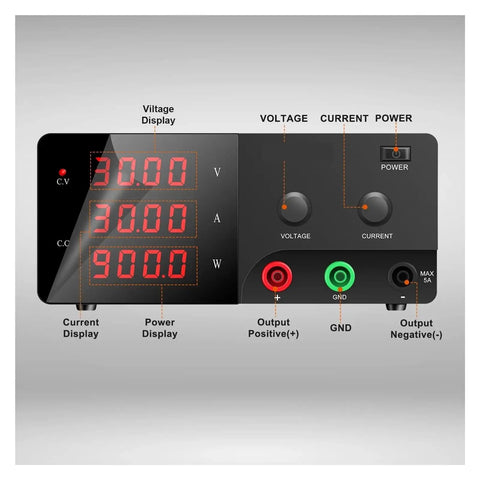 Rugged 120V DC Adjustable Lab Power Supply With RS485 For Your Bench Delivering 100W To 1200W Up To 30V 20A 600W front panel