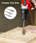 Drill using paddle flat bit from Do It All Drill Bit Set And Driver Bits Kit with Case 100 Pieces for Metal Wood Concrete and Masonry