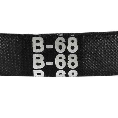 68 Inch B Section V Belt Neoprene Rubber Drive Belt for Power Transmission in Machinery, close-up of B-68 label on belt.