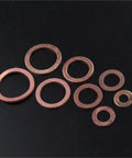 Pro Flat Copper Washers 120 Solid Seals M6 M20 Heat Proof Set Fits All Car Boat Sump Plugs Anti Leak Hardware Fixes Rides And Homes Stops All Leaks Daily Projects Like A Boss With Strong Quality Built Tough For Your Ride. Flat copper washer sizes on black background