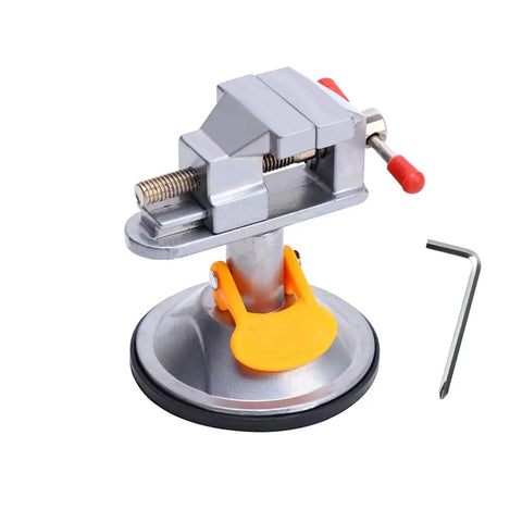 Compact Tabletop Vise Clamp For Jewelry Making, Soldering, Watch Repair And Crafts with 360 Degree Swivel Base and Suction Mount