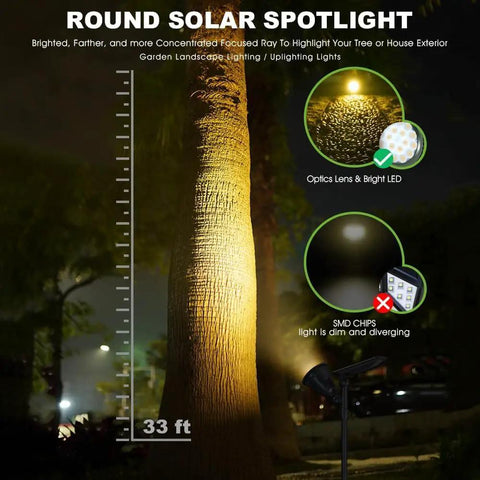 Solar Powered Outdoor Spot Lights 600LM Four Pack, Waterproof 18 Led Landscape Lighting With Auto On Off, Warm White