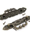 Set Of Four Vintage Brass Bail Pulls For Drawers Cabinets And Dressers With Antique Distressed Finish Drop Handle Design
