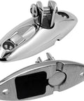 Premium 2 Pack Bimini Top Quick Release Hinge With 316 Stainless Steel Deck Mount, polished design, durable marine hardware.