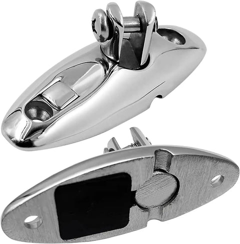Premium 2 Pack Bimini Top Quick Release Hinge With 316 Stainless Steel Deck Mount, polished design, durable marine hardware.