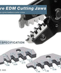 Close-up of wire EDM cutting jaws from Pro Grade Ratchet Crimp Tool For 0.08-1.0 Mm2 Wire, 18-28 AWG, precise jaw specification view.
