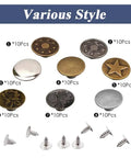 80 Piece Jeans Button Kit With 17mm Metal Snaps In 8 Styles Replacement Set for Jeans Denim Jackets Leather Pants and Backpacks