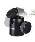 Two Pack Universal One Quarter Inch Swivel Mini Ball Head Tripod Mounts With Three Eighths Inch Converter And Removable Quarter Inch Hot Shoe, black