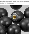 Close-up of 6Pcs M8 Threaded Ball Knobs With Copper Insert, 1.18 Inch Black Thermoset Ball Handles For Machine Tools