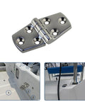 Rock Solid Heavy Duty Ball Bearing Door Hinges Smooth As Butter Mirror Polished Stainless Steel Hardware with six holes for mounting.