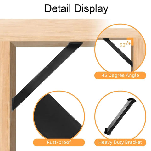Rock Solid 45-Degree Angle Corner Braces For Wood Post And Beam Projects Beefy Steel Brackets For Pergola Gazebo Desks DIY Kit 6-Pack Black Powder Coated Diagonal Support To Stabilize And Reinforce
