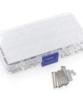 All In One 2 56 UNC Stainless Steel Phillips Pan Head Machine Screws And Nuts Assortment Kit, 220 Piece Set in clear box.