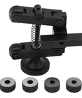 Spring Loaded Knurling Tool Holder for Mini Lathe Adjustable Linear Knurl Tool with CR15 Wheel Clamp seen with gear wheels