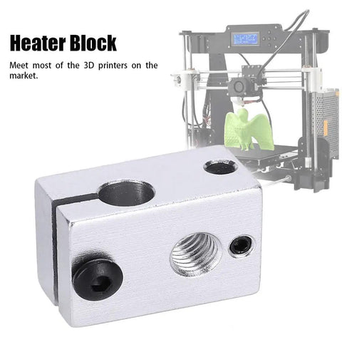 Five Piece Metal Heat Block Set For 3D Printers, Standard Universal Size, Spare Replacement Parts With Hex Wrench, Durable Heater Blocks For Continuous Printing, Easy Maintenance, Industrial Grade Printer Accessories.