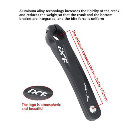 32T Aluminum MTB Crankset 170mm With 104 BCD Narrow Wide Chainring Bolts Included 74mm Mounting Hole Spacing CNC Round Chainring For Single Speed Mountain Bike Dope Upgrade with IXF logo and 170mm spacing shown.