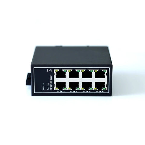 8 Port Gigabit Industrial Ethernet Switch Unmanaged No Frills Plug And Play With DIN Rail And Wall Mount UL Listed - front view