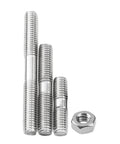 Beefy 16 Piece 304 Stainless Steel Double End Stud Bolts Kit With Nuts, M8 Threads, varying lengths, and nut visible