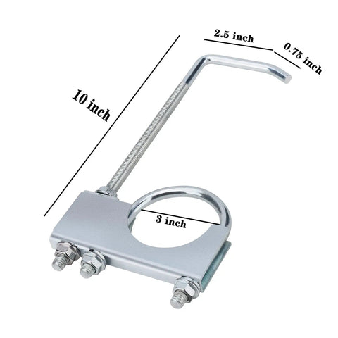 Heavy Duty 3 Inch Exhaust Clamp With Hanger Kit For Car And Truck Universal Exhaust Hanger Set close-up showing dimensions