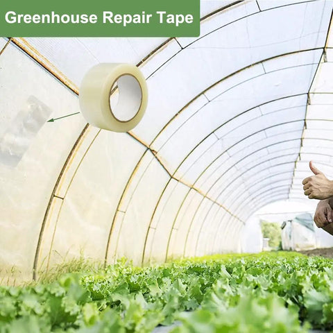 Reinforced Greenhouse Repair Tape, 2 Inch By 108 Foot, 6 Mil PE Plastic Sheeting Tape For No Fuss Seaming And Sealing, Waterproof Patch Kit For Greenhouse Covers, Clear Weatherproof Adhesive Tape