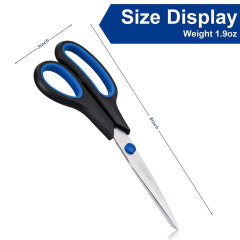 All Purpose 8 Inch Scissors 6 Pack With Comfort Grip For Office Desk Tasks Crafting Sewing Fabric And School Supplies Ambidextrous