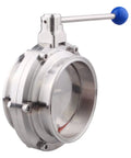 Sanitary Butterfly Valve Heavy Duty With Pull Handle For 6 Inch Tri Clamp Stainless Steel 304 Tri Clamp Clover side view
