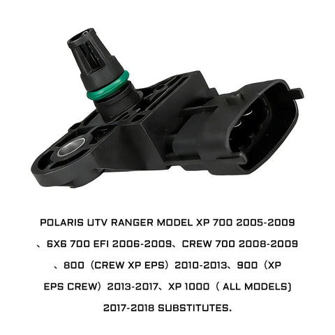 Direct Fit MAP Sensor Replacement For Polaris 700 800 900 Series Snowmobiles And Rangers 1000 Ace 570 900 2006 2018 Engine Intake Air Pressure Sensor Plug And Play Compatible, close-up view.
