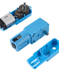 All-metal gear motors for robotics with blue case, single shaft, 1:90 reduction, 110 RPM, ideal for DIY projects and hobby builds.