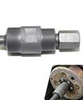 Zero Drama Dual Head Flywheel Puller Crafted From Premium Stainless Steel Cranks Loose Stubborn GY6 Small Engines With Tight 24mm And 27mm Grip Black Edition tool on white background.