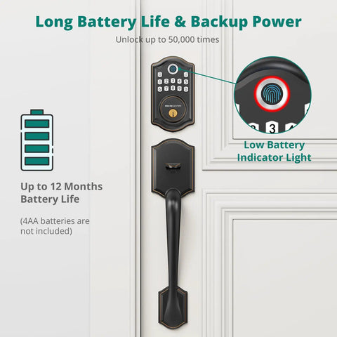 Next Level Fingerprint Keyless Entry Door Lock With Modern Handle Set For Smart Home Security Featuring Plug And Play Mobile App Setup And No Sweat Digital Keypad Access For Households