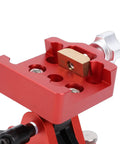 Close-up of Beefy Latitude Adjustment Telescope Mount with aluminum alloy equatorial wedge in red, featuring M6 M8 interfaces.