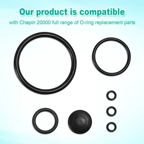 Seal Gasket Set For 20000 Sprayers Replacement Parts Kit Includes Six Seals Across Four Sizes And One Rubber Base Pad Easy To Install Durable Sprayer Maintenance, black O-rings and base pad for Chapin 20000