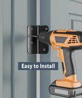 Power drill installing Three Pack Four Inch Door Hinges With Five Eighths Inch Radius Corners Matte Black Finish For Interior And Exterior Doors