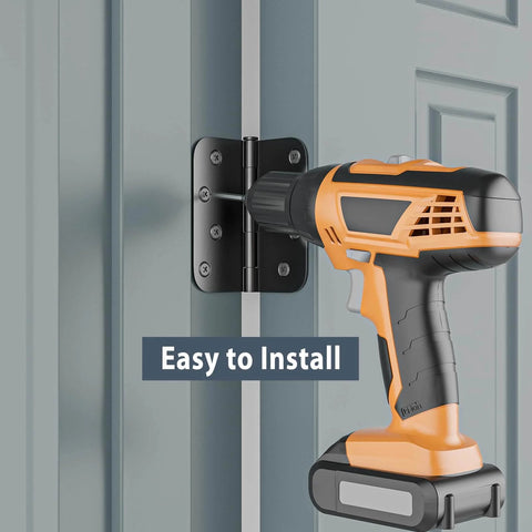 Power drill installing Three Pack Four Inch Door Hinges With Five Eighths Inch Radius Corners Matte Black Finish For Interior And Exterior Doors