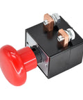 Red Mushroom Head Emergency Stop Switch ED250B-1 ZJK-250 For 96V 250A Albright Electric Stacker Forklift Pallet Truck E-Stop Push Button Replacement Part, view from the side.