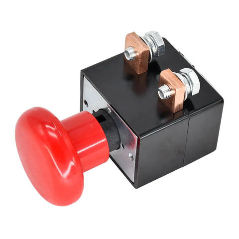 Red Mushroom Head Emergency Stop Switch ED250B-1 ZJK-250 For 96V 250A Albright Electric Stacker Forklift Pallet Truck E-Stop Push Button Replacement Part, view from the side.