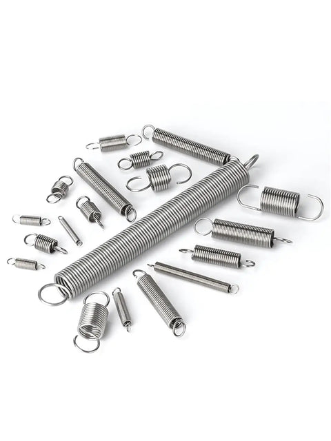 Heavy Duty Tension Springs With Hooks, Stainless Steel Extension Coil Wire 10 Pack, assorted sizes and hooks for garage and automotive use.