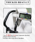 Durable Ebike Derailleur Guard Transmission Protector with 9.24mm thick aluminum bracket and caliper measurement display