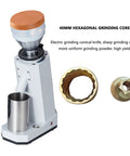 Kickstart Your Daily Grind With This Rock Solid Electric Coffee Grinder Featuring 40Mm Conical Titanium Burrs 19 Straight Forward Settings And A Generous 75G Bean Hopper For Fresh Bold Sips And Zero Hassle Cleanup Guaranteed showing the 40mm grinding core and conical design.