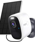 Solar Powered Outdoor Security Camera With 2.5K Color Night Vision, AI Vehicle/People/Pets Detection shown with solar panel