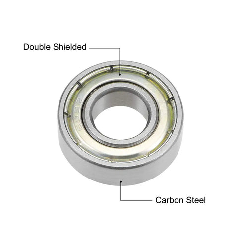 699ZZ Deep Groove Ball Bearings 9mm X 20mm X 6mm Double Shielded Carbon Steel 5 Pack, close-up view showing double shielding.