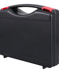 Heavy Duty Black Polypropylene Toolbox Organizer With Reinforced Carry Handle And Tight Seal Lids for sorting hand tools, side view.
