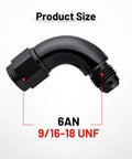 AN6 Female To AN6 Male Full Flow Swivel 90 Degree Coupler Union Fitting Adapter Aluminum 6061 T6 Beefy Performance