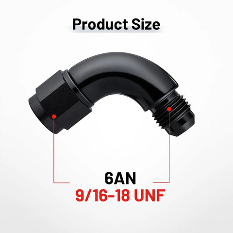 AN6 Female To AN6 Male Full Flow Swivel 90 Degree Coupler Union Fitting Adapter Aluminum 6061 T6 Beefy Performance