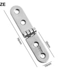 Close-up of Two Pack 180 Degree Foldable Cabinet Hinges Heavy Duty Iron Screw On Flap Hinges, dimensions 76x15mm, silver color