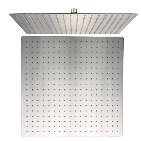16 Inch Square Rain Shower Head High Pressure Waterfall Design in 304 Stainless Steel Brushed Nickel Ultra Thin Panel, top view