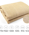 90 Percent UV Blocking Shade Cloth 12x20 Ft Pergola Shade Cover rolled, showing beige HDPE fabric design and texture